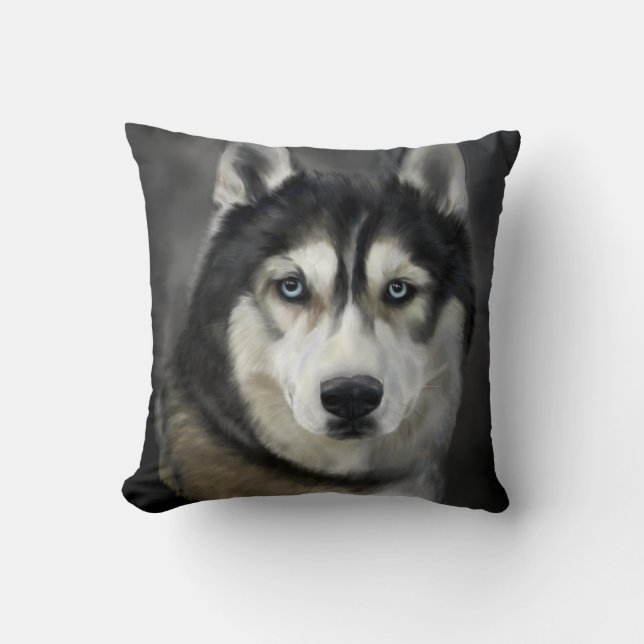 Dog In The Snow Throw Pillow (Front)