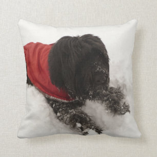 Dog in the Snow Throw Pillow