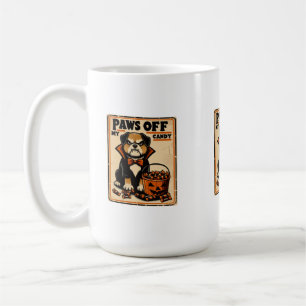 Dog in Vampire Costume Guarding Halloween Candy Coffee Mug