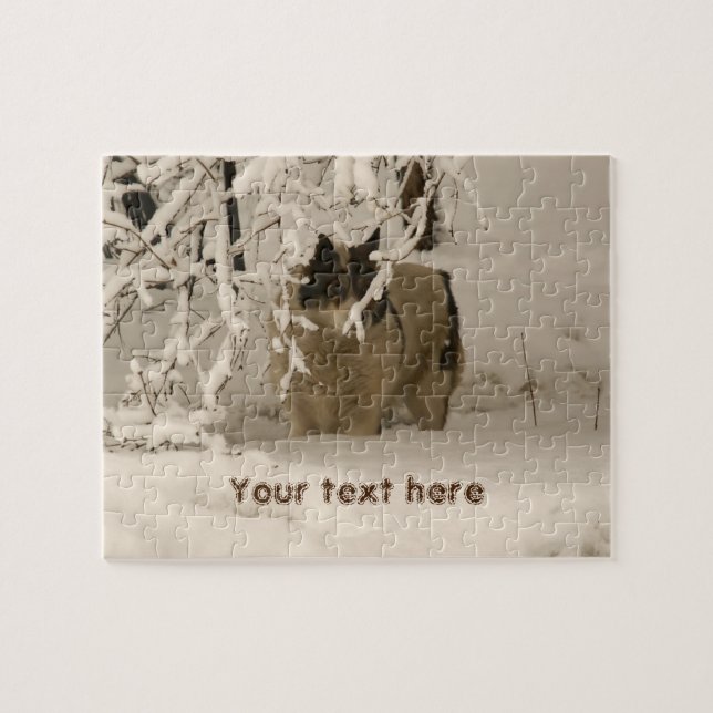 Dog in winter jigsaw puzzle (Horizontal)