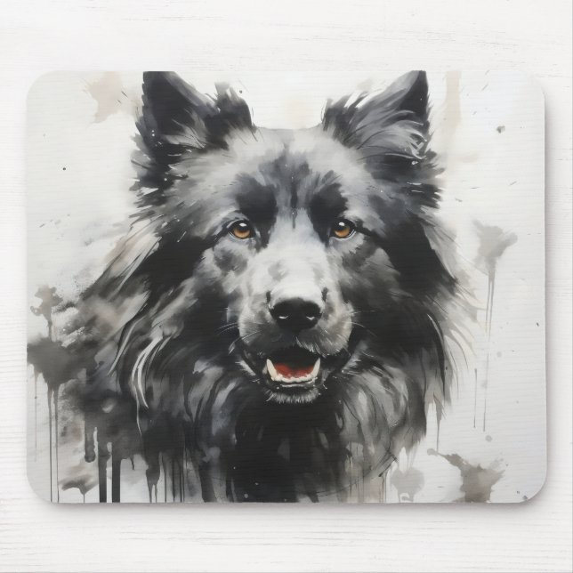 Dog Ink Painting Mouse Pad (Front)