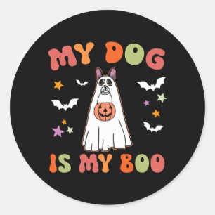 Dog Is Boo Black Boston Terrier Halloween Costume Classic Round Sticker