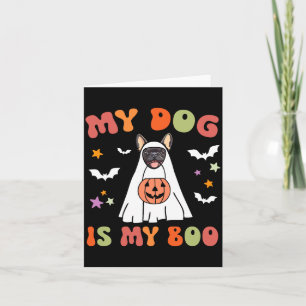 Dog Is Boo Black French Bulldog Halloween Costume Card