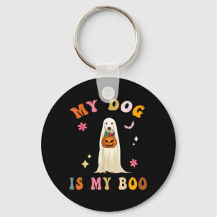 Dog Is Boo_ Cute Groovy Spooky Halloween Dog Keychain