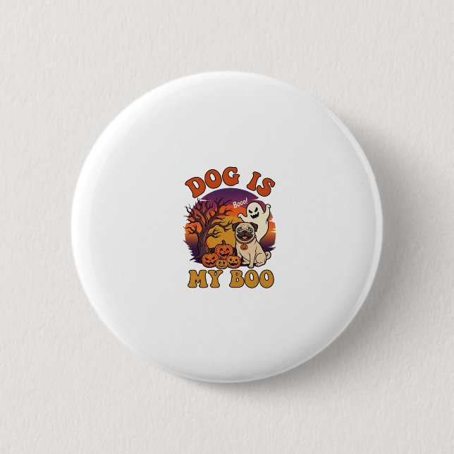 Dog Is Boo Halloween Pug Ghost Pumpkins_1 2 Inch Round Button (Front)