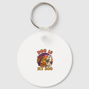 Dog Is Boo Halloween Pug Ghost Pumpkins_1 Keychain