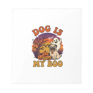 Dog Is Boo Halloween Pug Ghost Pumpkins_1 Notepad