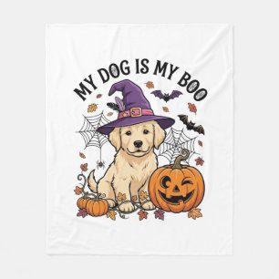 Dog Is Boo Halloween Witch Puppy Pumpkin_1 Fleece Blanket