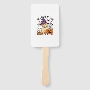 Dog Is Boo Halloween Witch Puppy Pumpkin_1 Hand Fan