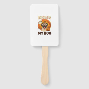 Dog Is Boo Pug Halloween Ghost Pumpkin Hand Fan