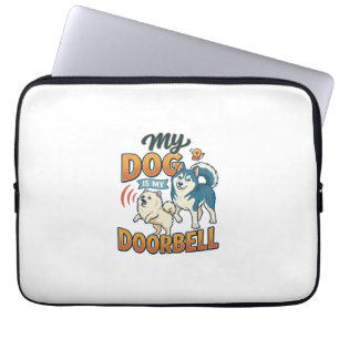 Dog Is Doorbell Barking White Blue_1 Laptop Sleeve