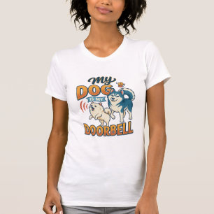 Dog Is Doorbell Barking White Blue_1 T-Shirt