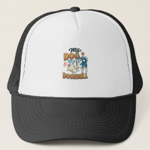 Dog Is Doorbell Barking White Blue_1 Trucker Hat