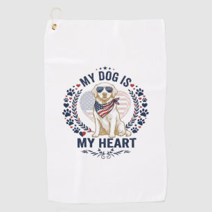 Dog Is Heart American Flag Sunglasses_1 Golf Towel
