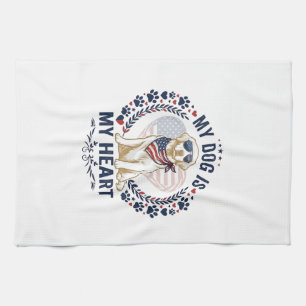 Dog Is Heart American Flag Sunglasses_1 Kitchen Towel