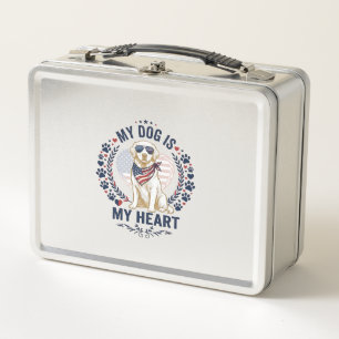 Dog Is Heart American Flag Sunglasses_1 Metal Lunch Box