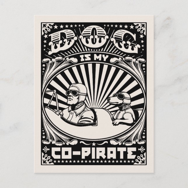 Dog is My Co-Pirate Postcard (Front)