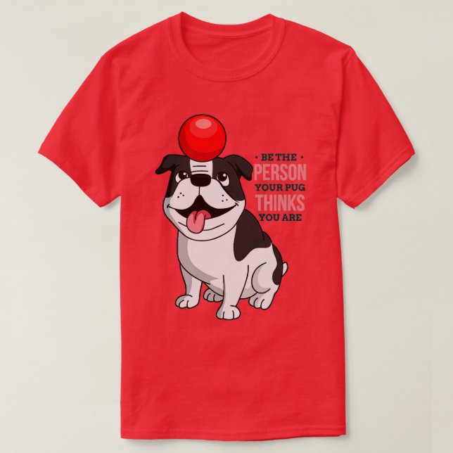 Dog Is Playing With A Red Ball  T-Shirt (Design Front)