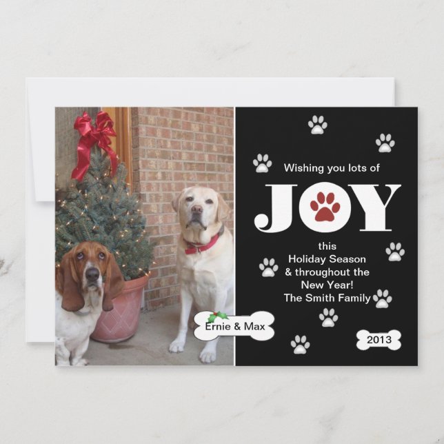 Dog Joy Holiday Photo Card Greeting (Front)