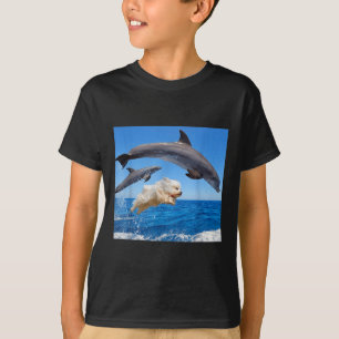 Dog Jump With Dolphin For Men Women T-Shirt