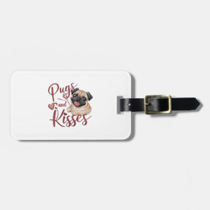 dog kiss .Pugs & Kisses Watercolor Tee Luggage Tag