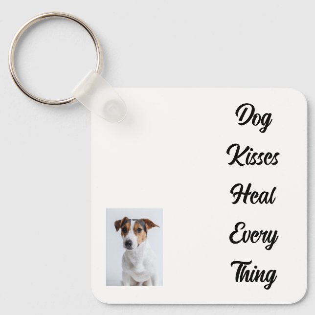 Dog Kisses Editable Colour Dog Lover Keychain (Front)