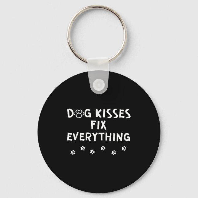 Dog Kisses Fix Everything  Keychain (Front)
