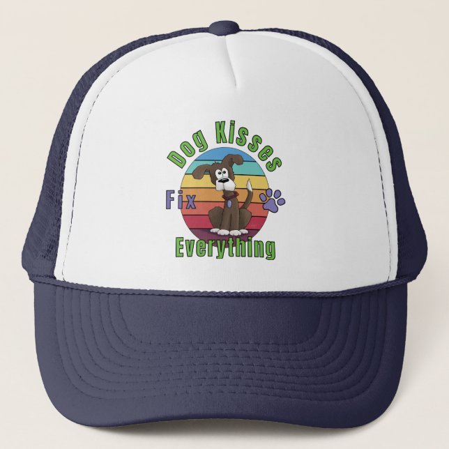 Dog Kisses Fix Everything  Trucker Hat (Front)