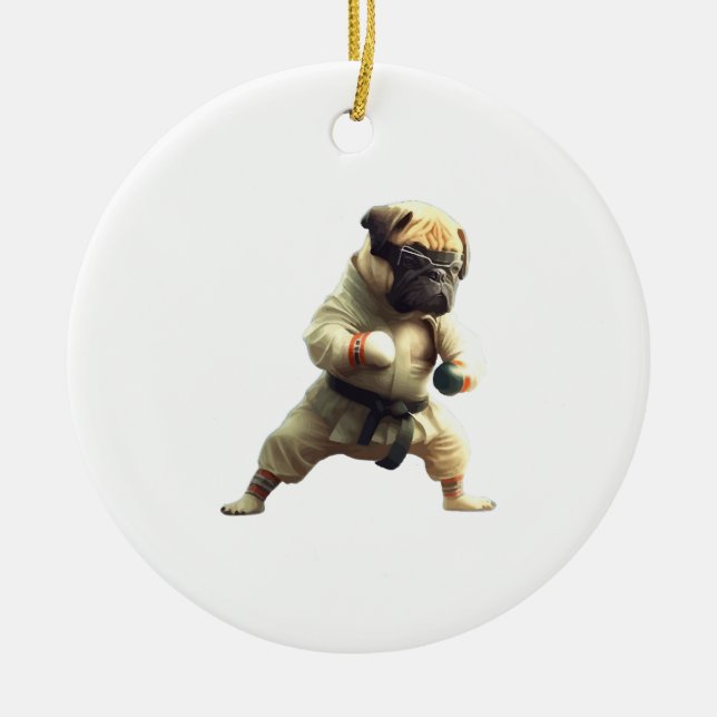 Dog Knows Karate transformed   Ceramic Ornament (Front)