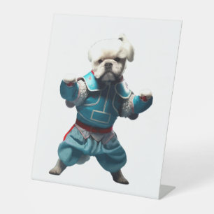 Dog Knows Karate transformed  Pedestal Sign