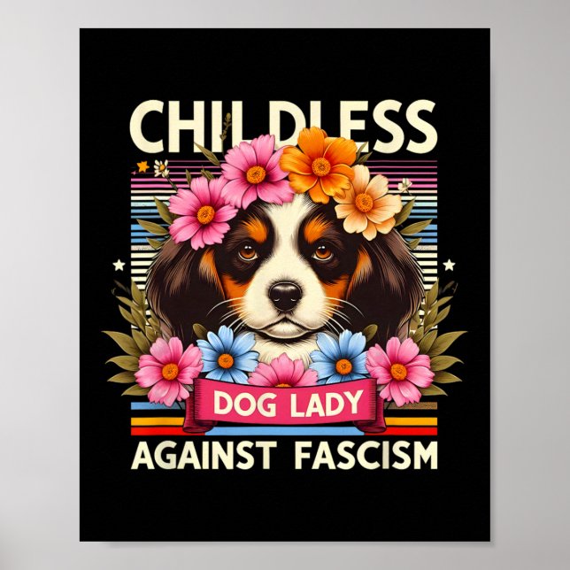 Dog Lady Against Fascism Dog Lovers Kamala Harris  Poster (Front)