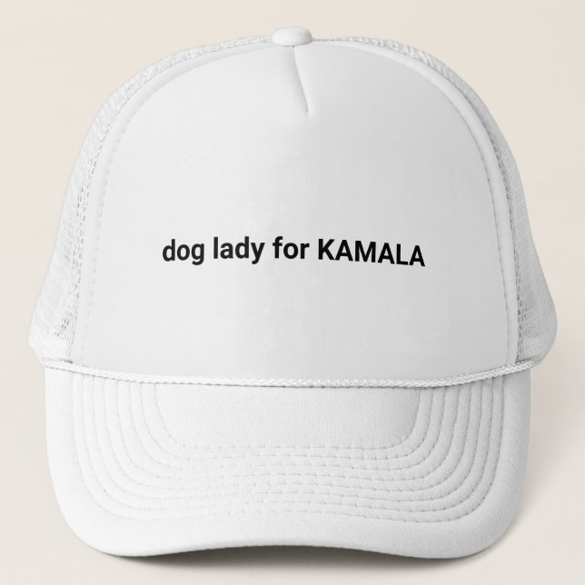 Dog lady for Kamala minimalist black text fun Trucker Hat (Front)