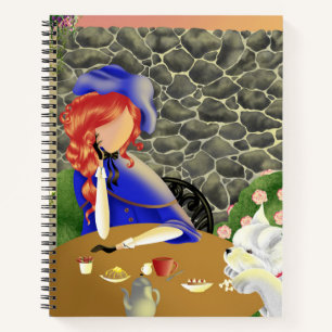 Dog & Lady in Cafe   in sunset Notebook