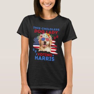 Dog Lady Vote Kamala Harris 2024 Golden Retriever  T-Shirt