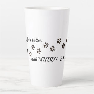 Dog Latte Coffee Mug, Paw Print Funny Mug