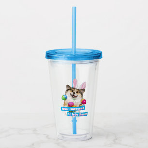 Dog Laying on Easter Eggs Acrylic Tumbler