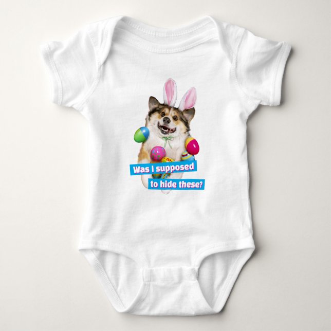Dog Laying on Easter Eggs Baby Bodysuit (Front)