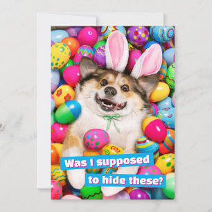 Dog Laying on Easter Eggs Invitation
