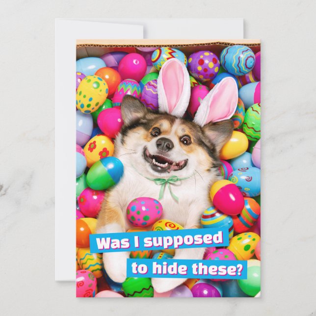 Dog Laying on Easter Eggs Invitation (Front)