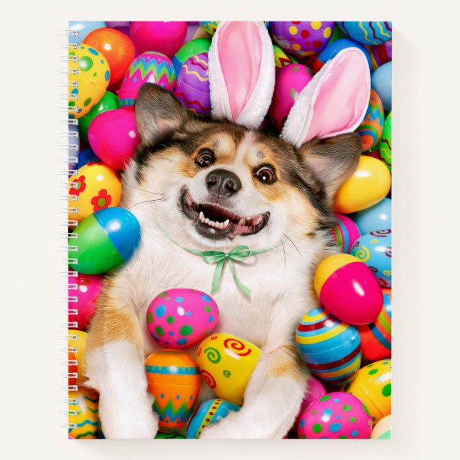 Dog Laying on Easter Eggs Notebook (Front)