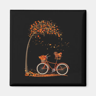 Dog Leaf Fall Autumn Cycling Fun Dachshund Lover  Magnet