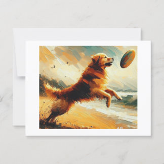 Dog Leaping For Frisbee,  Postcard