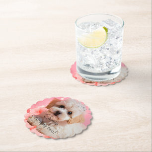 Dog Let's Party Birthday Paper Coaster
