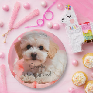 Dog Let's Party Birthday  Paper Plate