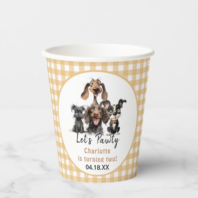 Dog Let's Pawty Birthday Paper Cups (Front)