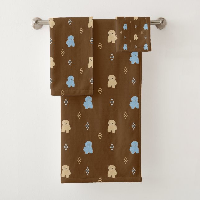 Dog Lhasa Apso pattern Bath Towel Set (Insitu)