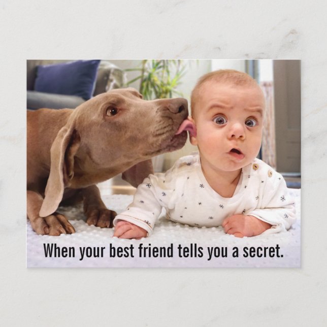 Dog Licking Baby's Ear Invitation Postcard (Front)