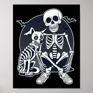 Dog Like Bones Halloween Skeleton Costume Poster