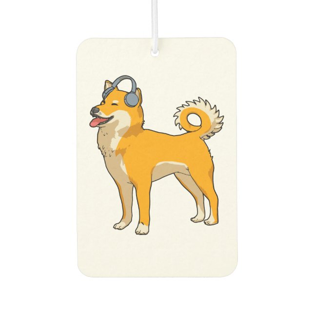 Dog Listening to Music Air Freshener (Front)