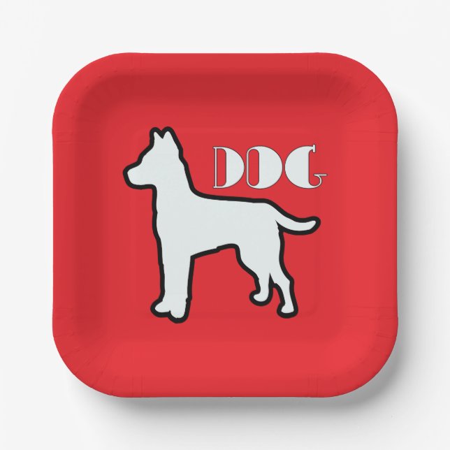 Dog Logo Red  Paper Plate (Front)